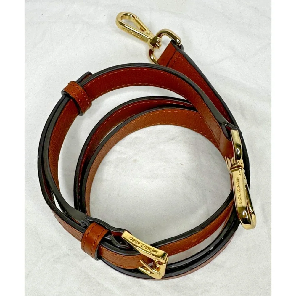 Michael Kors Crossbody Purse Strap Brown Leather Gold Buckle Clip ends 40